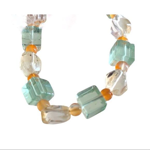 Vintage sterling silver agate Quartz semi precious stone bracelet 7.5” long - Picture 7 of 12